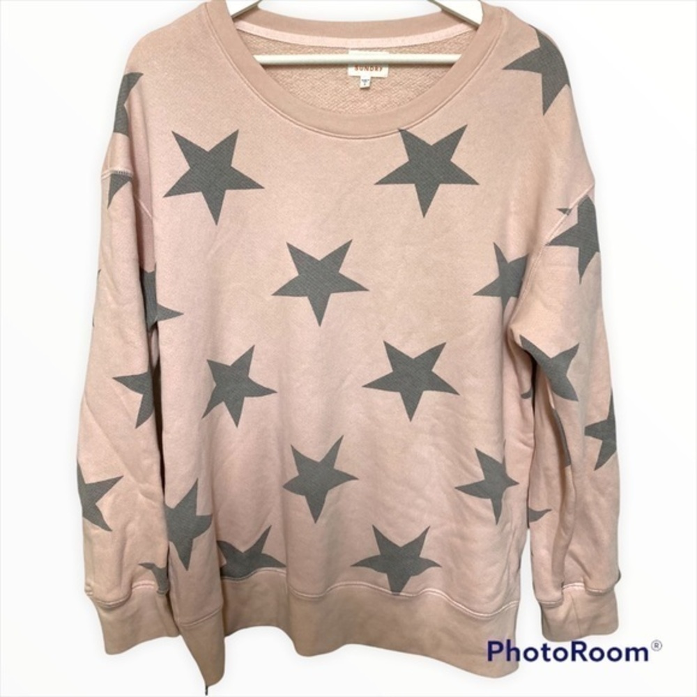 Sundry 1 star print pink‎ crewneck sweatshirt boyfriend fit Small